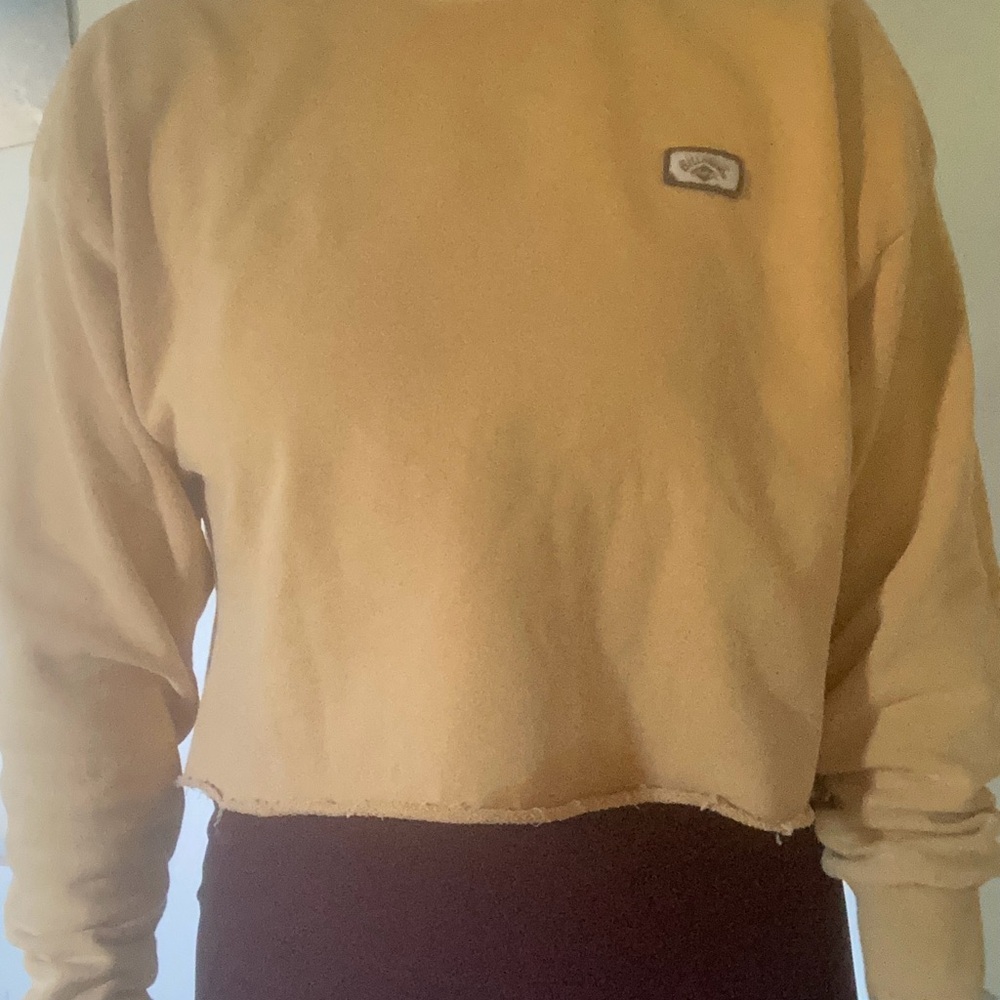 Mustard Yellow Cropped Sweatshirt with Patch Logo